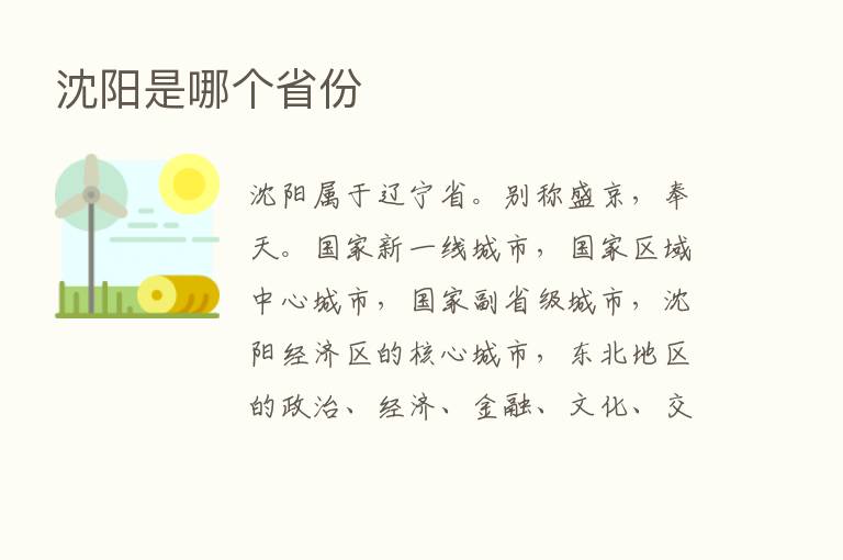 沈阳是哪个省份