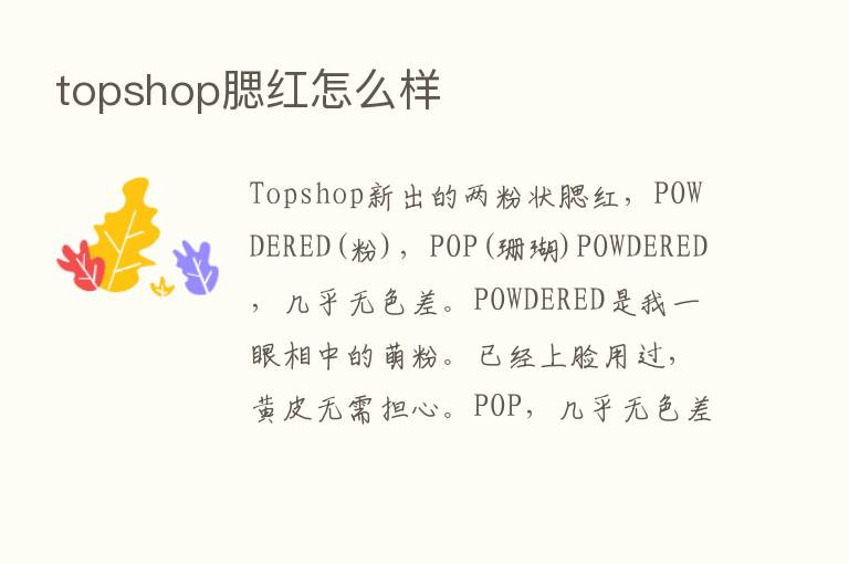 topshop腮红怎么样