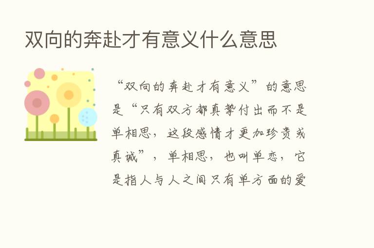 双向的奔赴才有意义什么意思