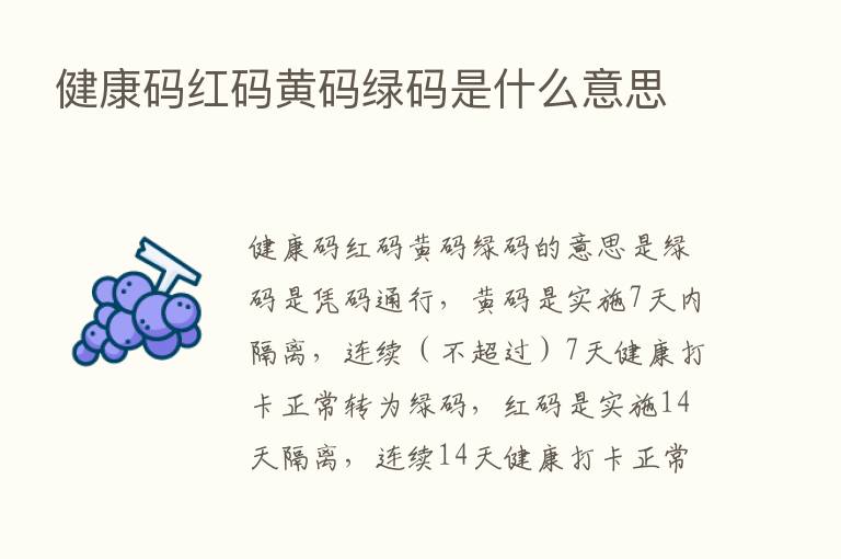 健康码红码黄码绿码是什么意思