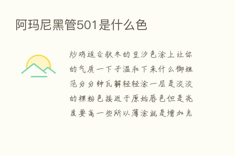 阿玛尼黑管501是什么色