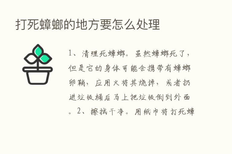 打死蟑螂的地方要怎么处理