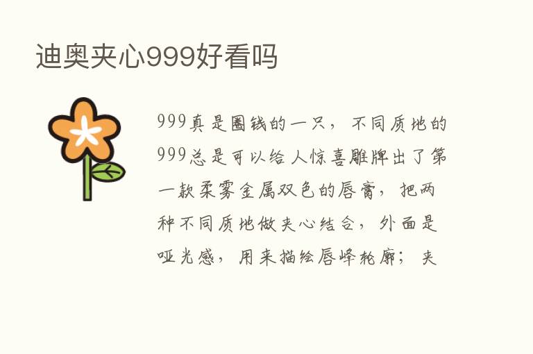 迪奥夹心999好看吗