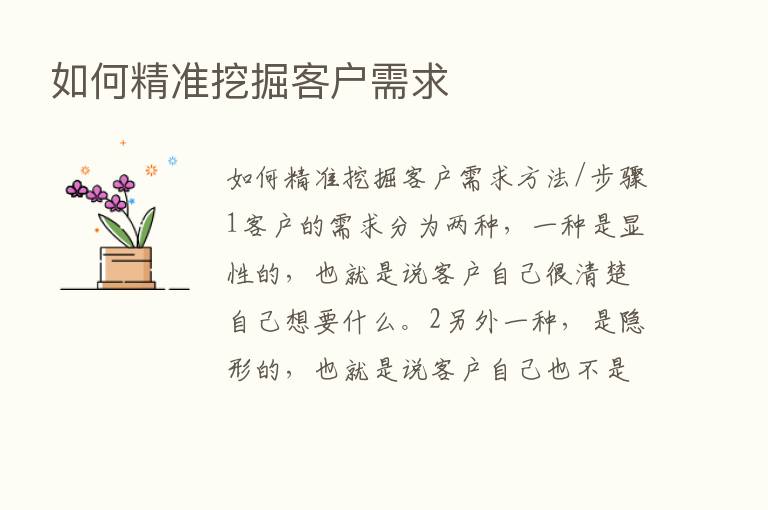 如何精准挖掘客户需求