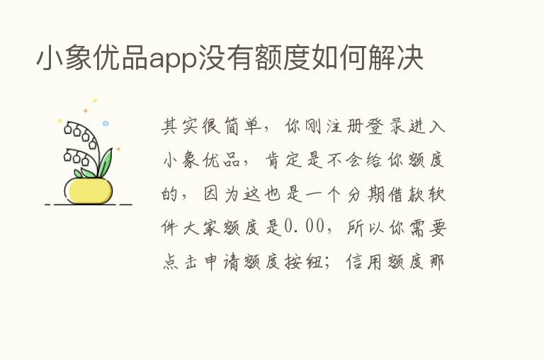 小象优品app没有额度如何解决