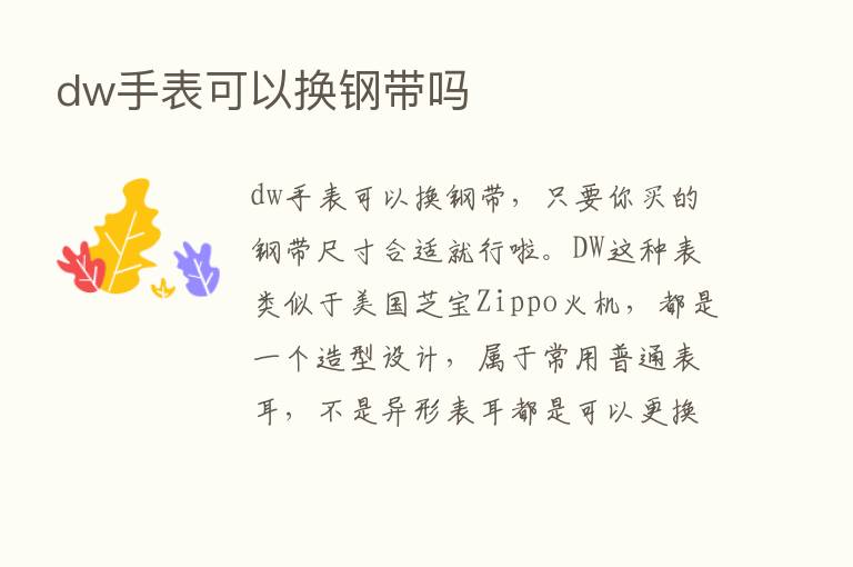 dw手表可以换钢带吗