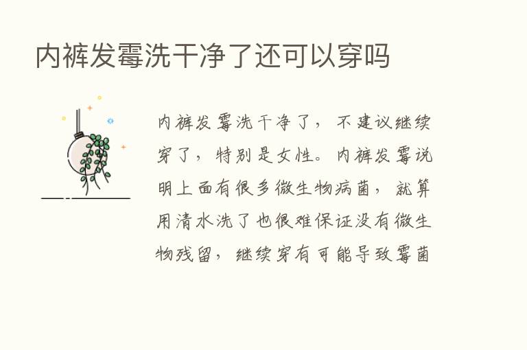 内裤发霉洗干净了还可以穿吗