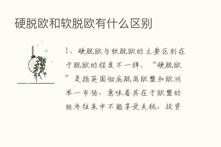 硬脱欧和软脱欧有什么区别