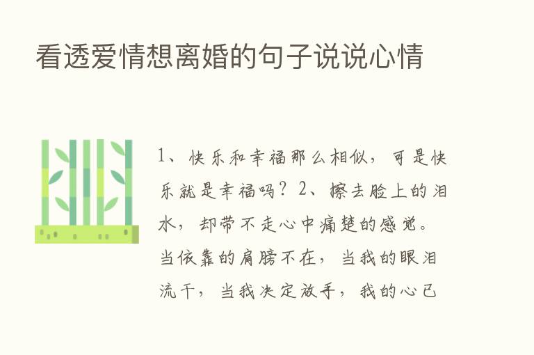 看透爱情想离婚的句子说说心情