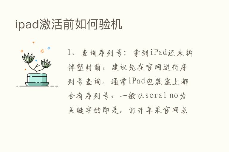 ipad激活前如何验机