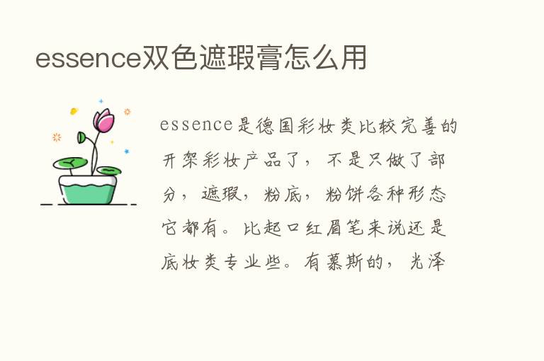 essence双色遮瑕膏怎么用