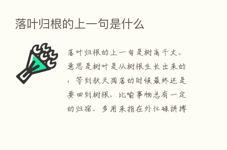 落叶归根的上一句是什么