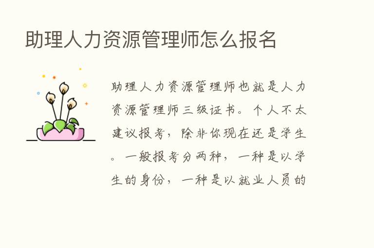 助理人力资源管理师怎么报名