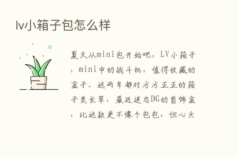 lv小箱子包怎么样