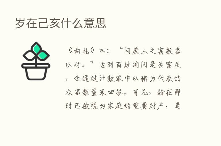 岁在己亥什么意思