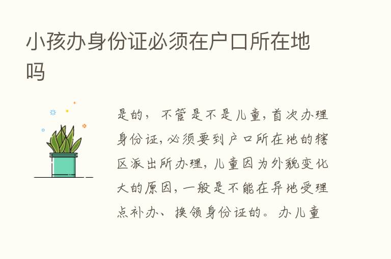 小孩办身份证必须在户口所在地吗