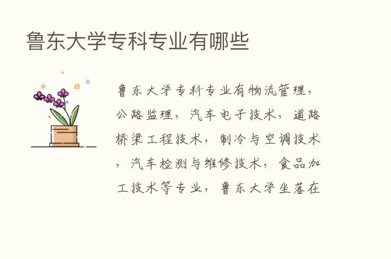 鲁东大学专科专业有哪些