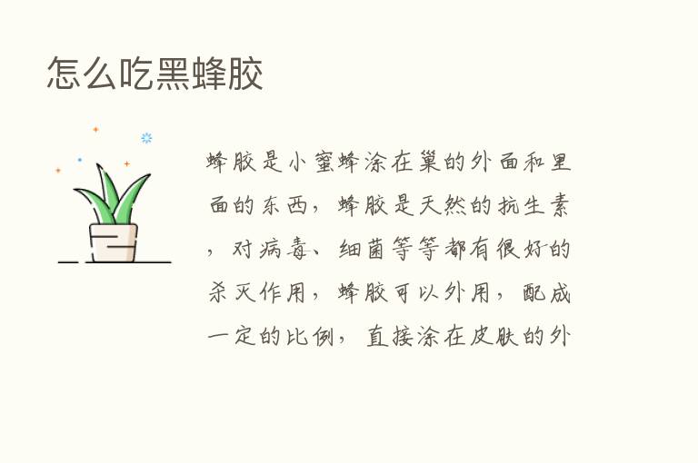 怎么吃黑蜂胶