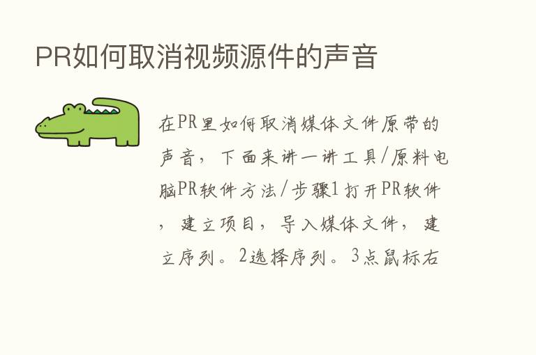 PR如何取消视频源件的声音