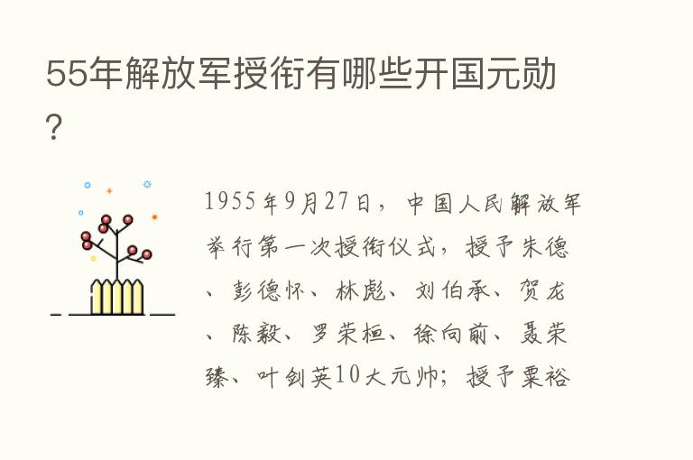 55年解放军授衔有哪些开国元勋？