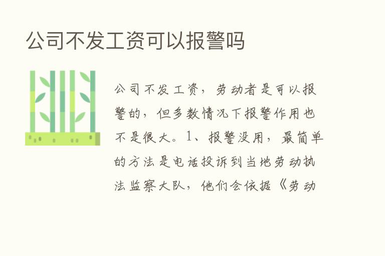 公司不发工资可以报警吗