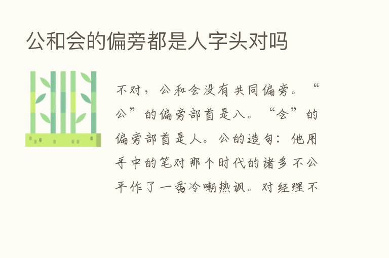 公和会的偏旁都是人字头对吗