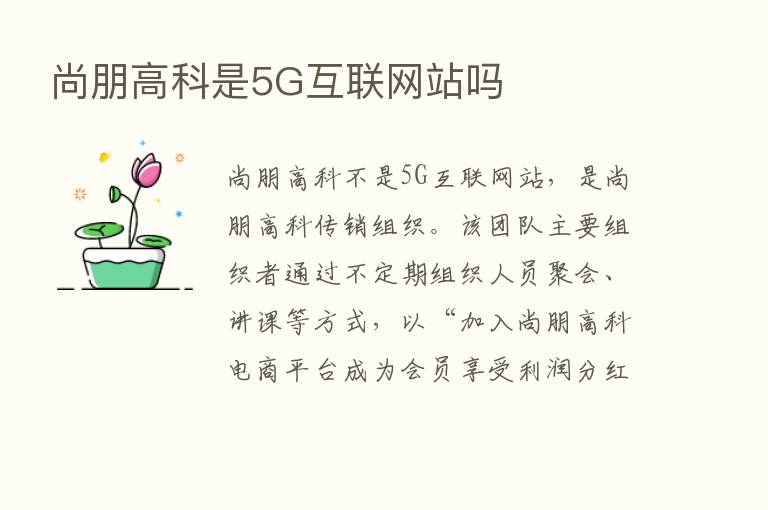 尚朋高科是5G互联网站吗