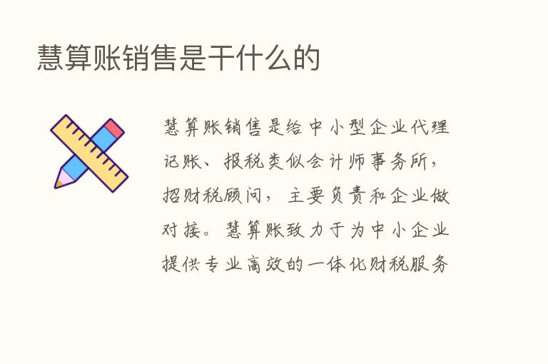 慧算账销售是干什么的