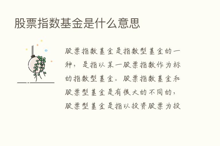 股票指数基金是什么意思