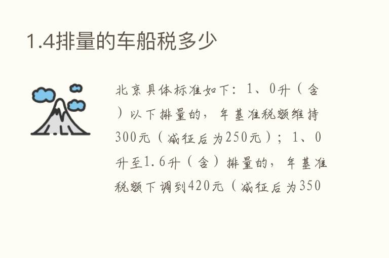 1.4排量的车船税多少