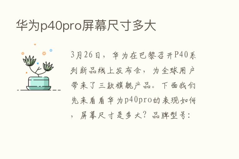 华为p40pro屏幕尺寸多大