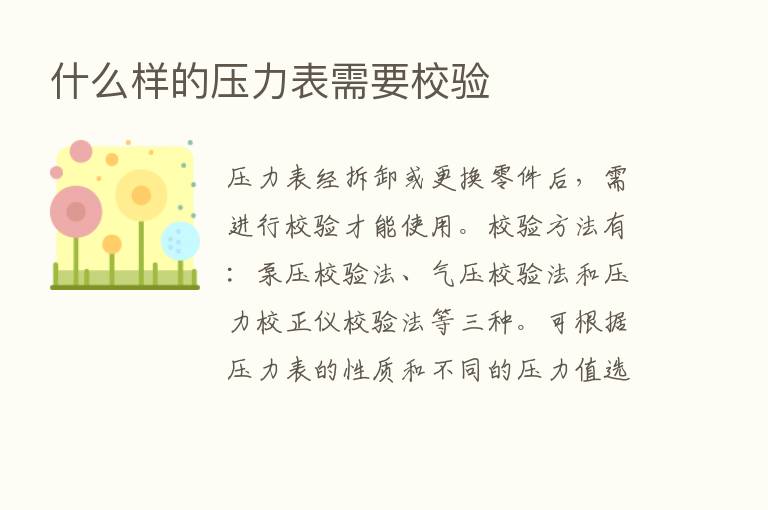 什么样的压力表需要校验