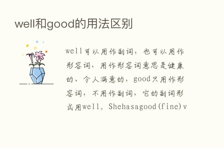 well和good的用法区别