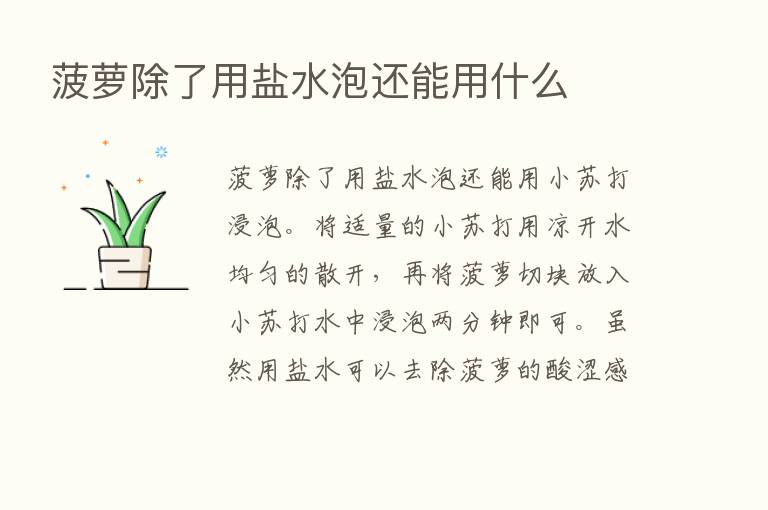 菠萝除了用盐水泡还能用什么