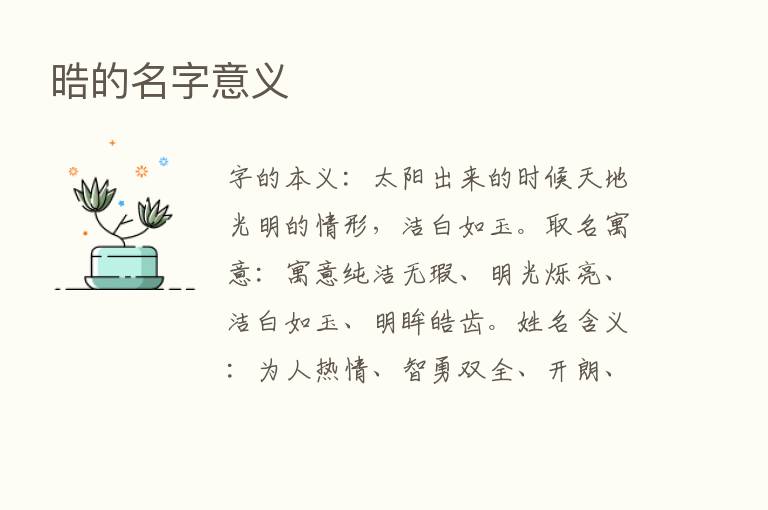 晧的名字意义