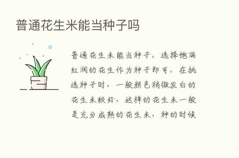 普通花生米能当种子吗