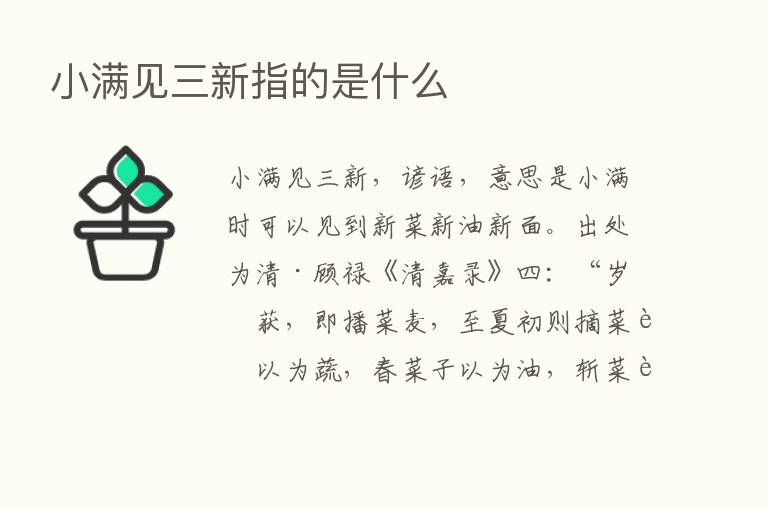 小满见三新指的是什么