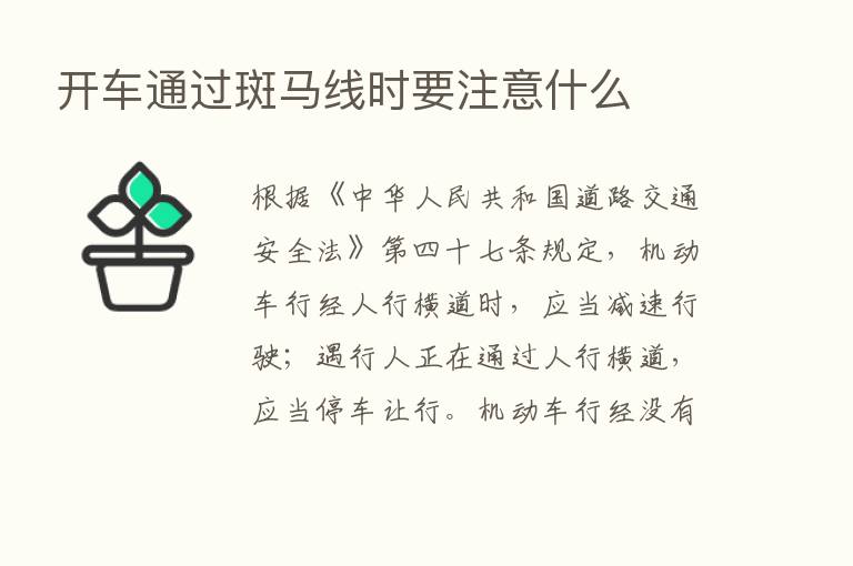 开车通过斑马线时要注意什么