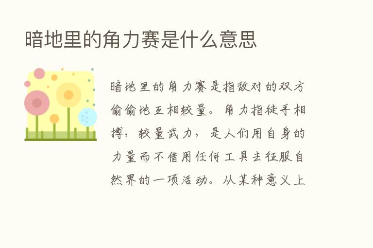 暗地里的角力赛是什么意思