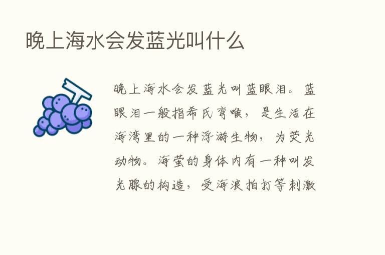 晚上海水会发蓝光叫什么