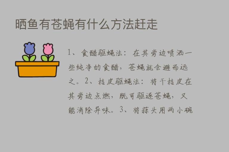 晒鱼有苍蝇有什么方法赶走