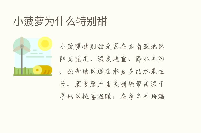 小菠萝为什么特别甜