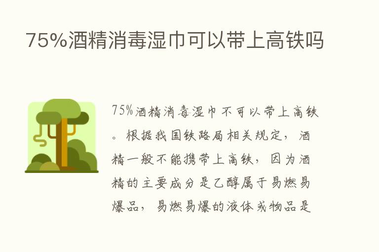 75%酒精消毒湿巾可以带上高铁吗