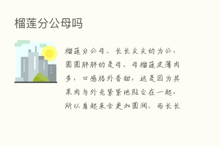 榴莲分公母吗