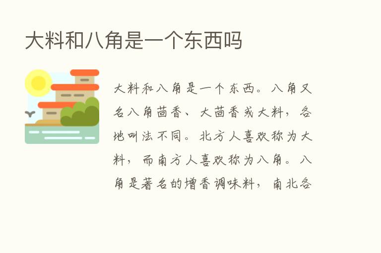 大料和八角是一个东西吗