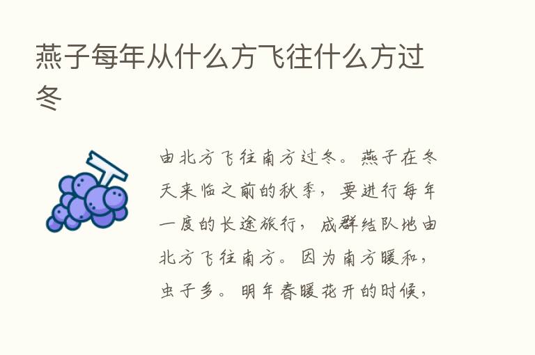 燕子每年从什么方飞往什么方过冬