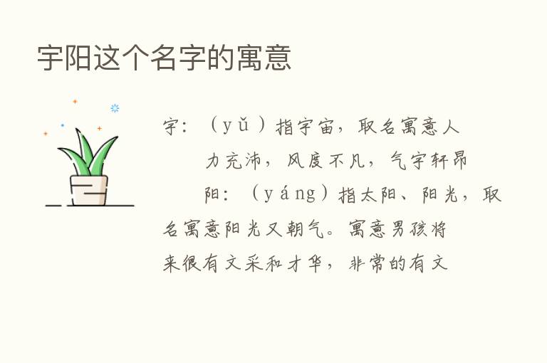 宇阳这个名字的寓意