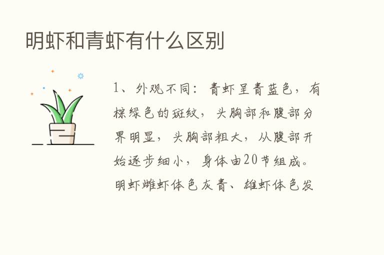 明虾和青虾有什么区别