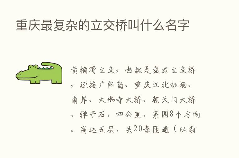 重庆   复杂的立交桥叫什么名字