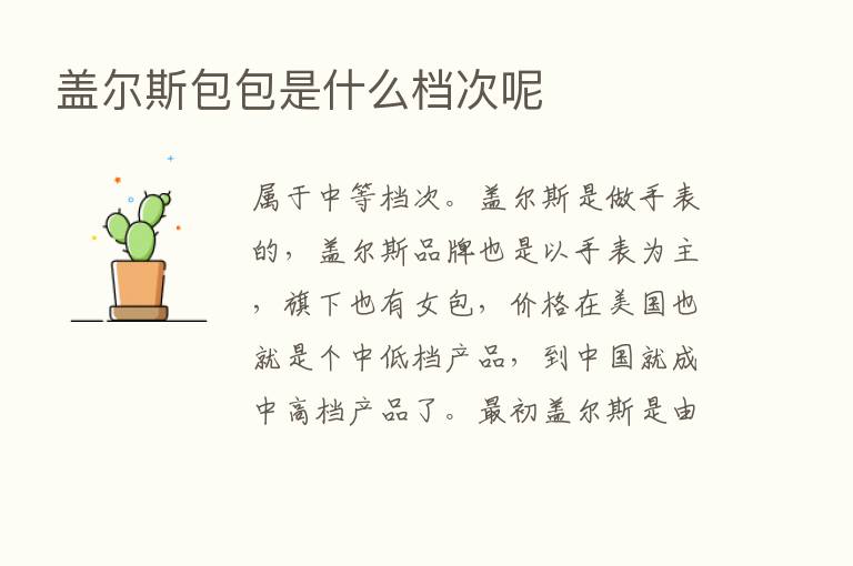 盖尔斯包包是什么档次呢